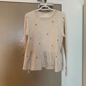 Anthropologie T.La Rosebud🌹Embroidered Ruffle Top